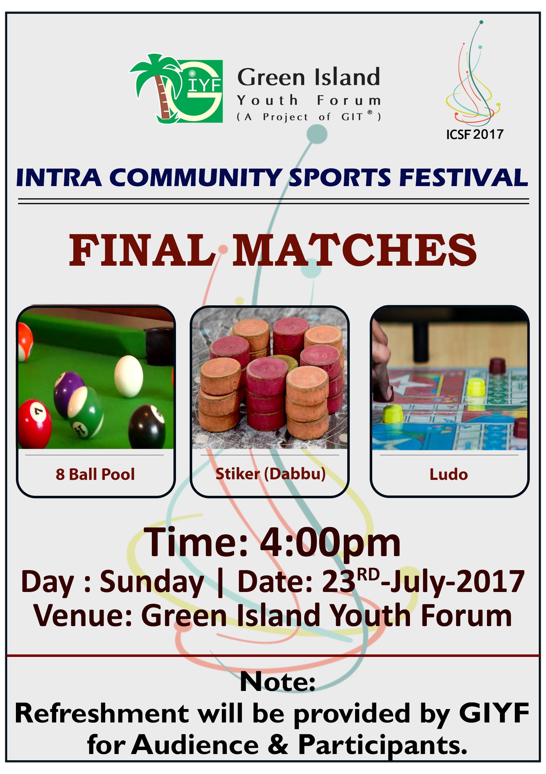 ICSF 2017 - Final Matches of Indoor Games